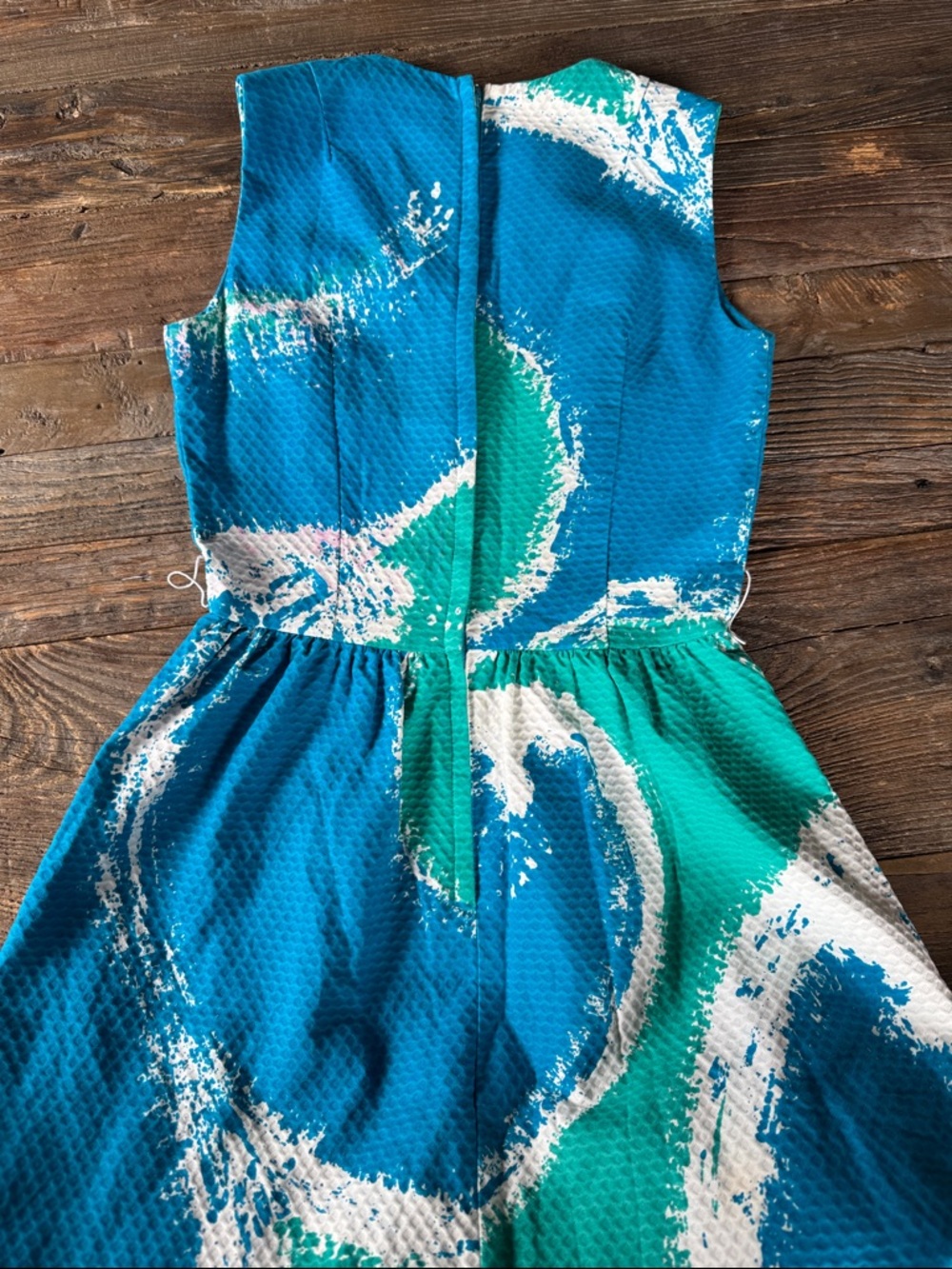 Malia of Honolulu vintage waffle bark cloth maxi Hawaiian sleeveless dress XS - Picture 7 of 10